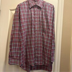 Scott barber Men's pink‎ and Blue Checkered Casual Shirt